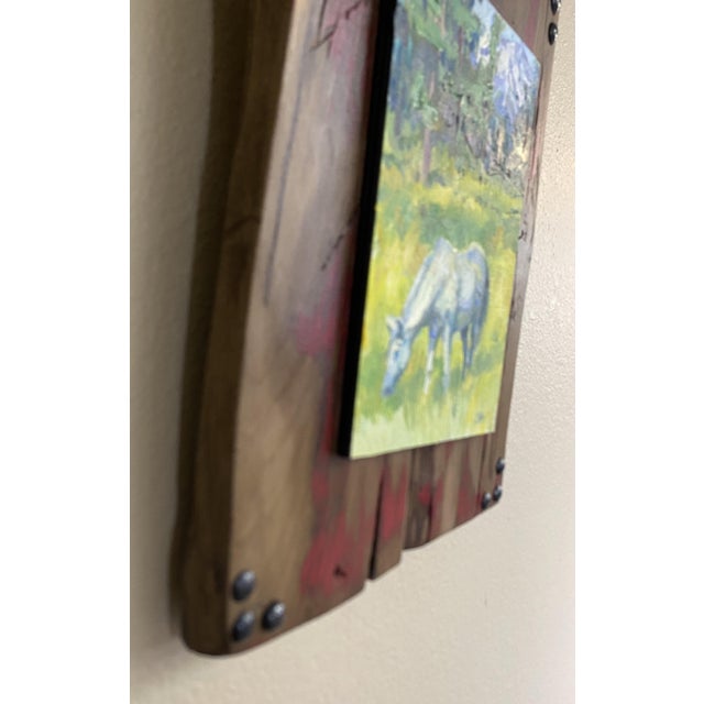 "Grazing Rights" ~ Lorie Batson, Original Oil Painting ~ Captures a White Horse Peacefully Enjoying Grazing in a Beautiful Mountain Meadow. For Sale - Image 6 of 6