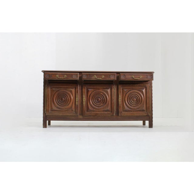 1950s Vintage Carved Oak Sideboard, 1950s For Sale - Image 5 of 11