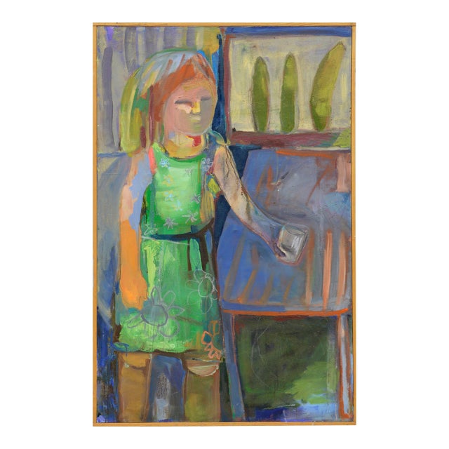 Girl With Glass Abstract Expressionism by Kristin Cohen For Sale