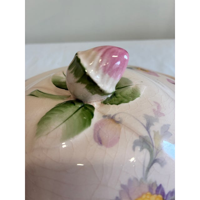 Pink Early 1900's Steubenville Rose Dawn Pink Serving Dish With Lid For Sale - Image 8 of 15