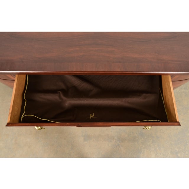 John Widdicomb Neoclassical Mahogany and Burl Wood Sideboard Credenza or Bar Cabinet, Newly Refinished For Sale In South Bend - Image 6 of 16