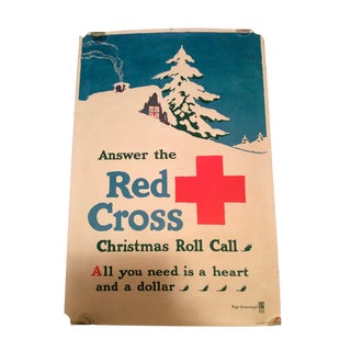 Ray Greenleaf WWI Red Cross Christmas Roll Call Poster For Sale