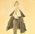 This is a Mid-Century French fashion print for a design by the iconic Elsa Schiaparelli. It originally appeared in a haute...