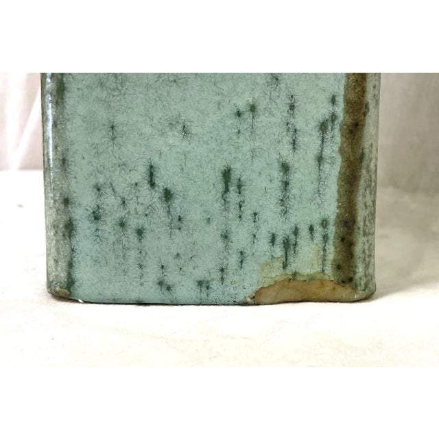 Monumental Ceramic Amphora Vase With Textured Dynamic Turquoise Glaze For Sale - Image 11 of 12