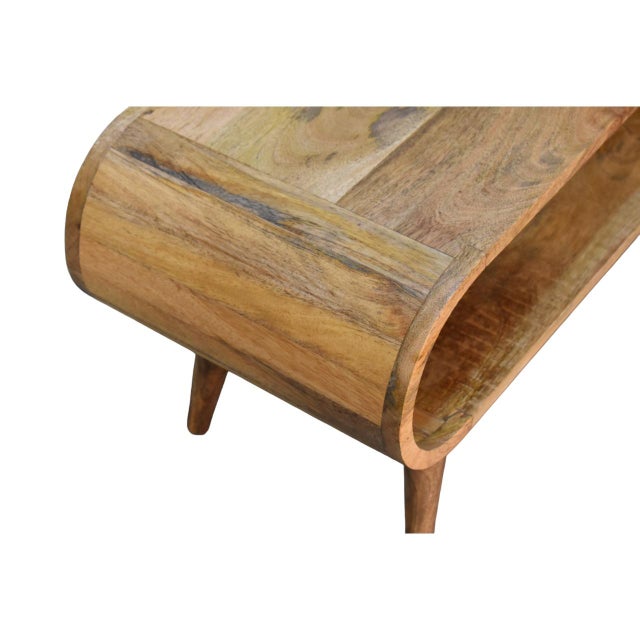 Brown Light Oak-Finish Mango Wood Scandinavian Coffee Table For Sale - Image 8 of 8