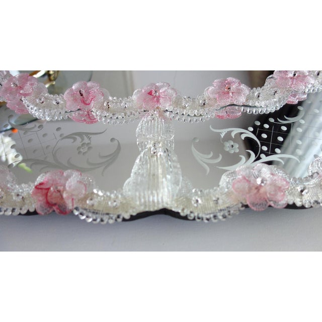 Glass Murano Glass Floral Mirror, 1950s For Sale - Image 7 of 9