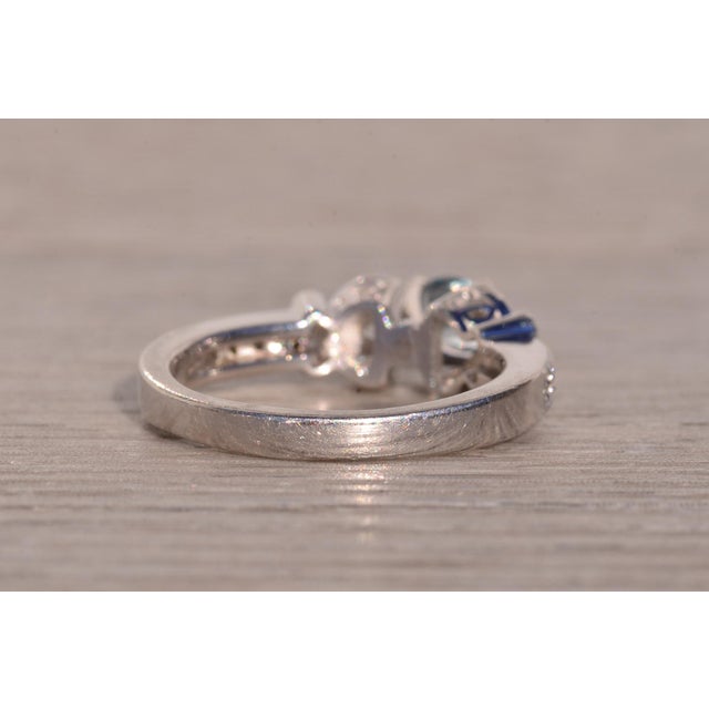 Metal The Sarlat: Aquamarine Engagement Ring with Natural Diamonds in Platinum For Sale - Image 7 of 11