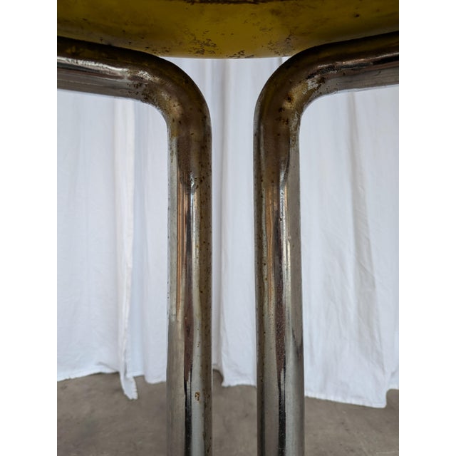 1970s Vintage Bauhaus Yellow Bar Table in Chrome, 1970s For Sale - Image 5 of 18