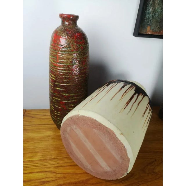 Mid-Century Modern Mid-Century Beige and Brown Drip Glazed Ceramic Vase, 1970s For Sale - Image 3 of 7