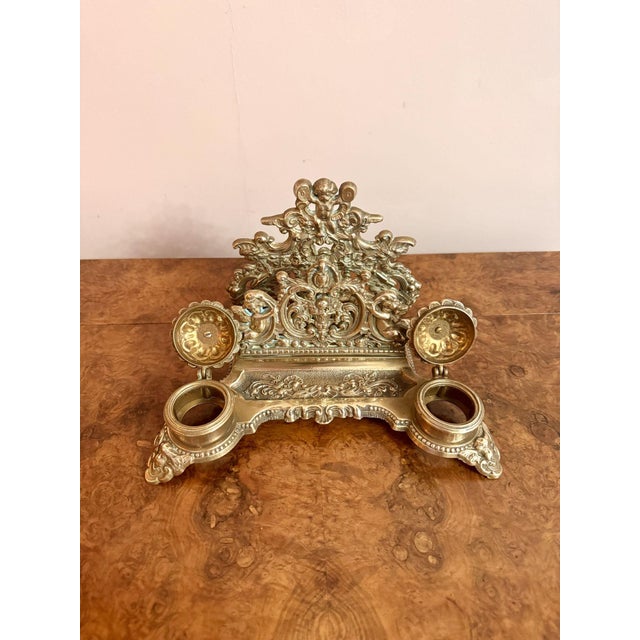 1900 - 1909 Antique Edwardian Ornate Brass Desk Set, 1900 For Sale - Image 5 of 6