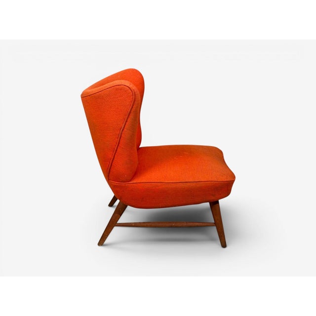 Elias Svendberg, Rare Easy Chair, Wood, Red Fabric, Sweden, 1940s For Sale - Image 10 of 12