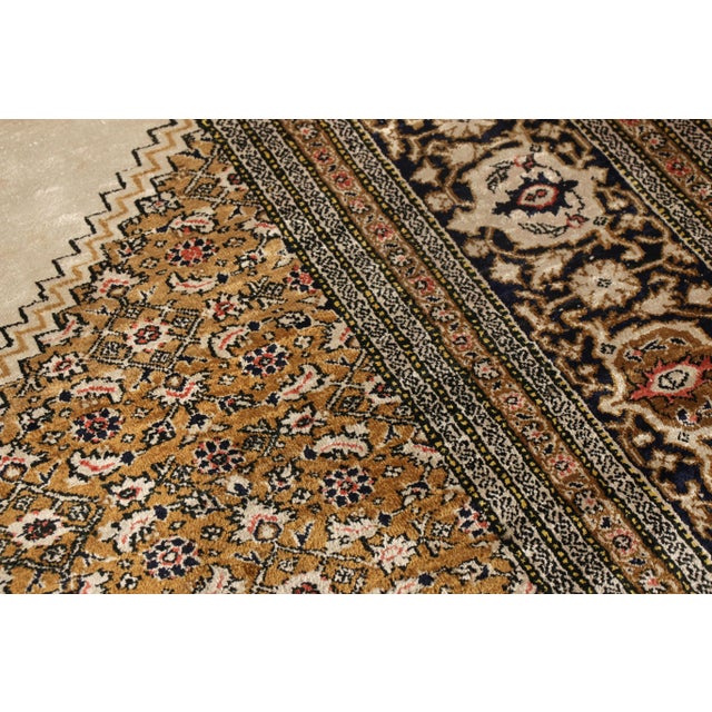 Hand-Knotted Vintage Persian Qum Rug in Beige-Brown Medallion Pattern For Sale In New York - Image 6 of 7