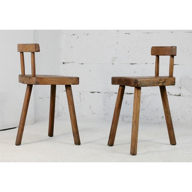 Set of French Tripod Stools with Brutalist Backs, 1960s For Sale - Image 18 of 18