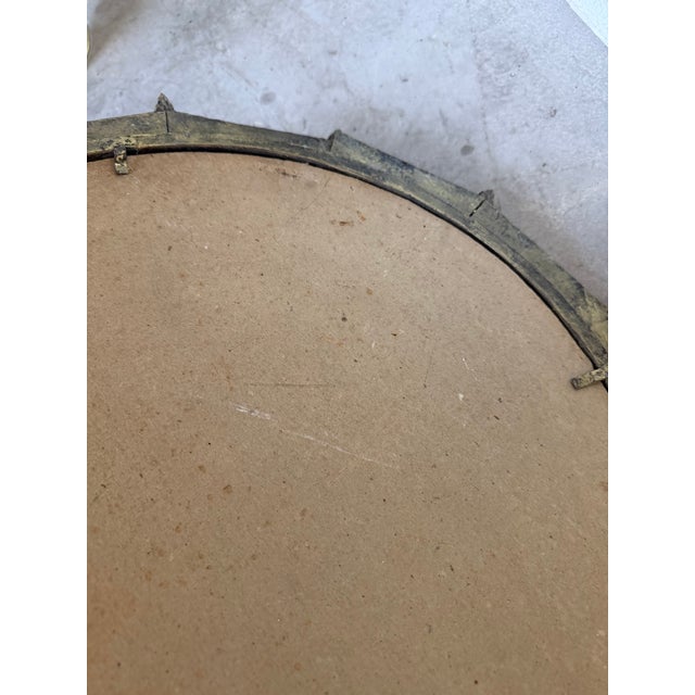 Brutalist Round Hammered Gold-Tone Metal Mirror, 1950s For Sale - Image 18 of 18