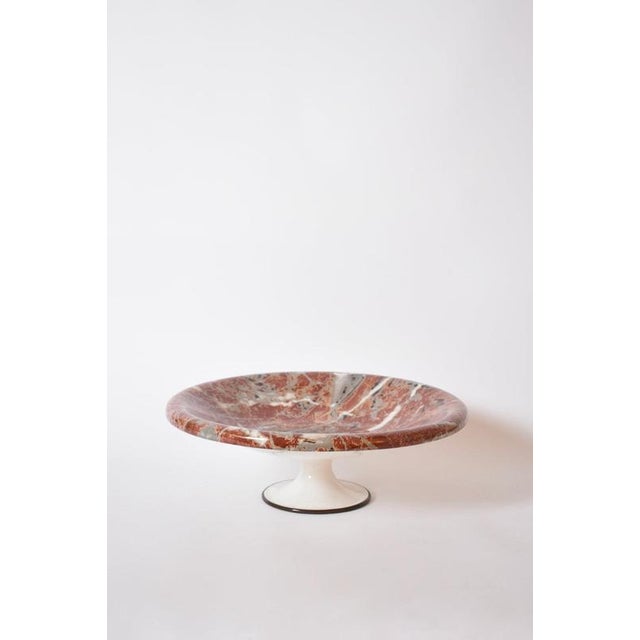 1960s Neoclassical Faux Marble Plate on Pedestal, 1960s For Sale - Image 5 of 5