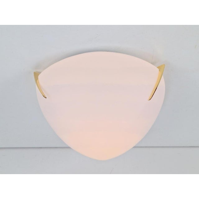 Regency Brass & White Glass Ceiling Lamp, 1970s For Sale - Image 10 of 15
