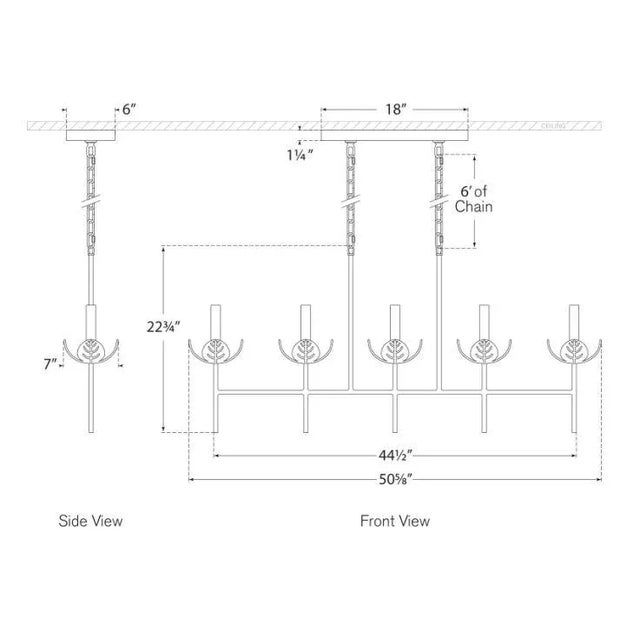 Transitional Julie Neill for Visual Comfort Signature Illana Large Linear Chandelier in Burnished Silver Leaf For Sale - Image 3 of 3