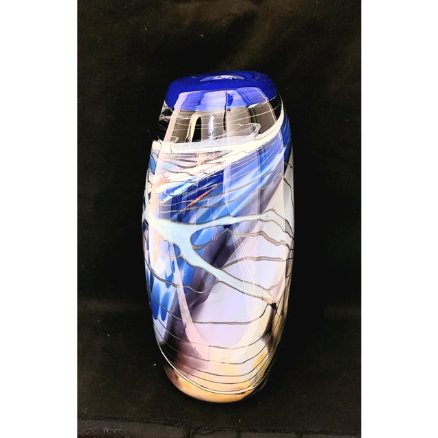 Mid-Century Modern Signed Late 20th Century Hand Blown Art Glass Vase For Sale - Image 3 of 10