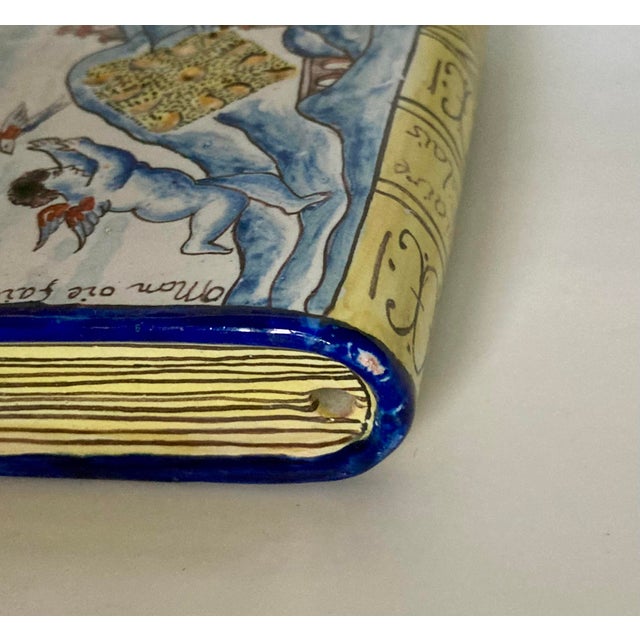 Antique French Nevers Faience Book Form Hand Warmer/Snuff For Sale - Image 12 of 13