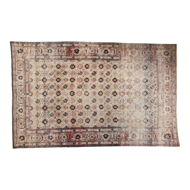 Vintage Distressed Veramin Carpet - 6'11" X 10'11" For Sale