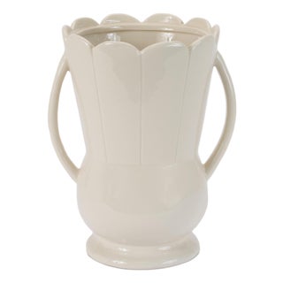 Stoneware led Scalloped Vase 9"H For Sale