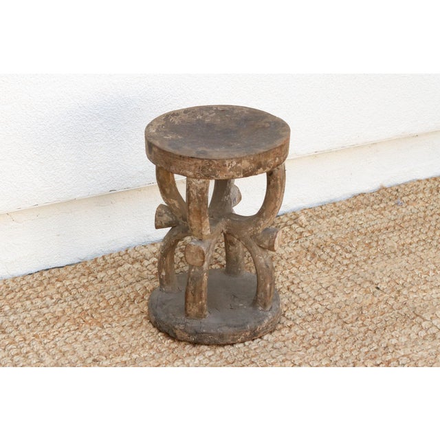 Antique Oxidized Wood Spider Stool For Sale In Los Angeles - Image 6 of 9