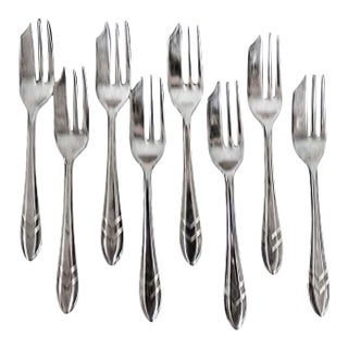 Vintage Sheffield Silver Plated Dessert Pastry Forks - Set of 8 For Sale