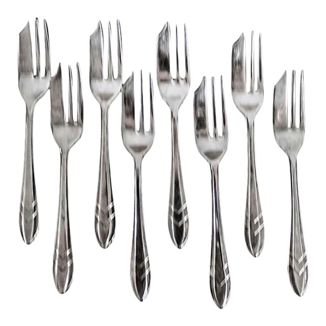 Vintage Sheffield Silver Plated Dessert Pastry Forks - Set of 8 For Sale