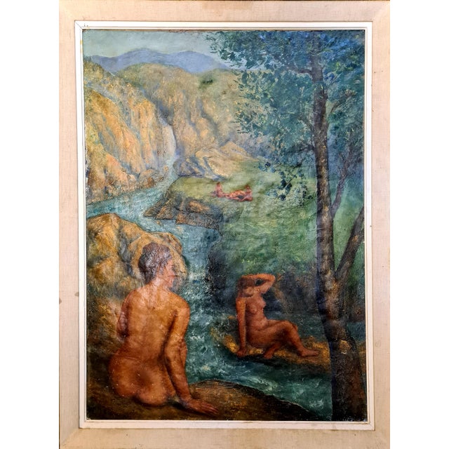 Hoshizaki Konosuke, The Nude Female Bathers, 20th Century, Impasto Oil on Canvas, Framed For Sale - Image 14 of 14