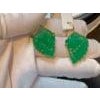 55 Ct Carved Emerald Leaf Shape Earrings 14 Kt Yellow Gold French Wire Earring For Sale - Image 16 of 18