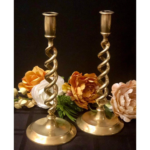 Vintage Brass Barley Twist Candle Holders Centerpiece Holiday Wedding