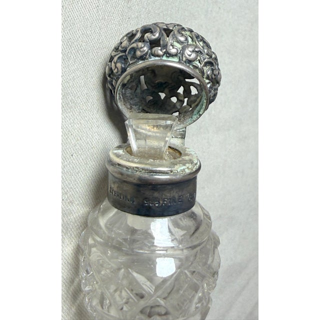 Silver Antique 19th Century Unger Brothers Sterling Silver Cut Crystal Perfume Bottle For Sale - Image 8 of 12