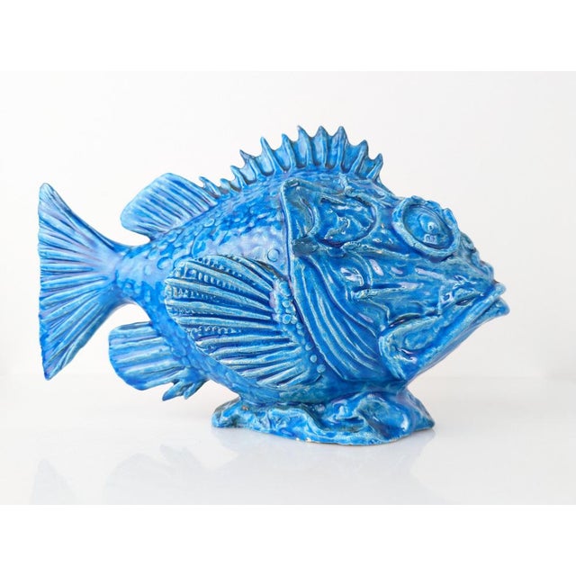 Pesce Scorfano Sculpture in Blue Glaze by Guido Cacciapuoti, Italy, 1930s For Sale - Image 18 of 18