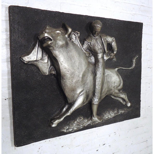 Fascinating molded fiberglass bull fight by renowned mid-century artist J. Segura. A three dimensional casting jumps off...