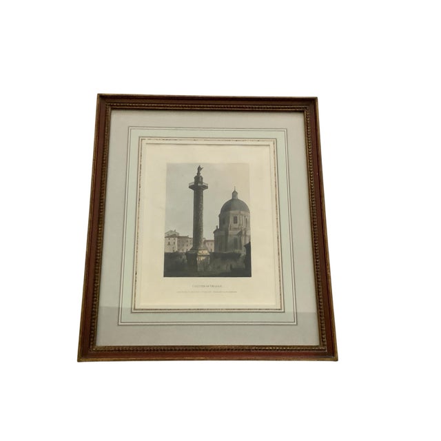 Antique 1798 Hand-Colored Engraving "Column of Trajan" Provenance Custom Framed by J. Pocker & Son, NYC Antique 1798 Hand-...