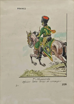 Herbert Knotel, 7e Hussards, Ink & Watercolor, 1940s