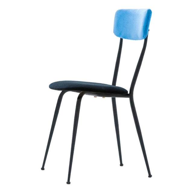 Italian Desk Chair in Velvet and Iron, 1950s For Sale