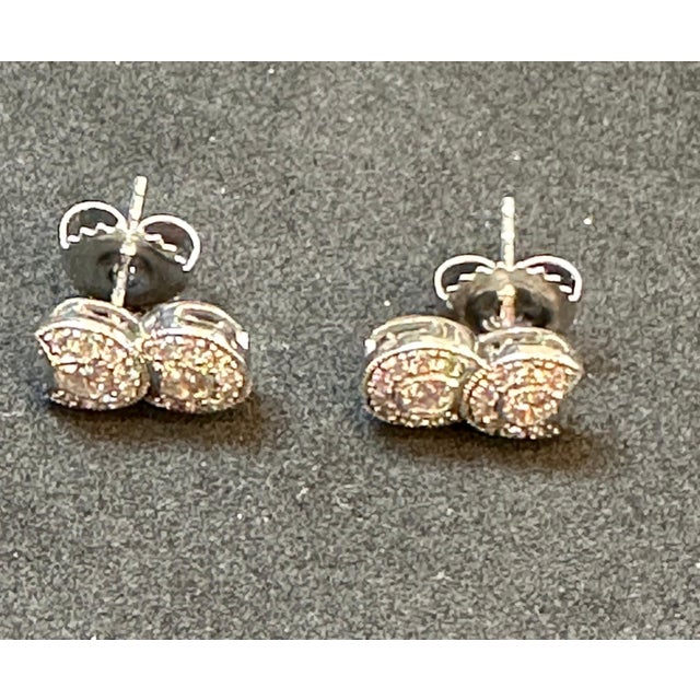 1 Carat, Cluster Stud Earrings 14 Karat White Gold Post Back, Great Value For Sale - Image 10 of 18