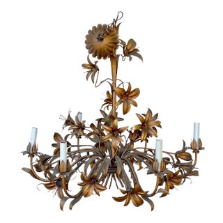 Italian Tole Lily Chandelier For Sale
