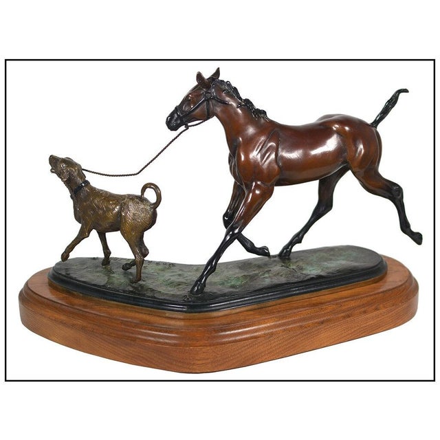 The artwork here, "Tag Along", is a wonderful depiction of a horse being led by a dog, that is saturated with acute detail...