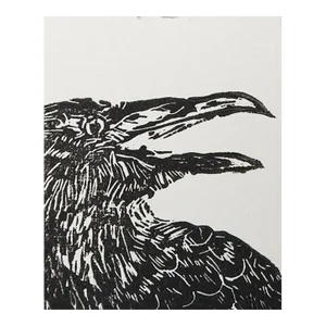 Contemporary Raven or Crow Block Print