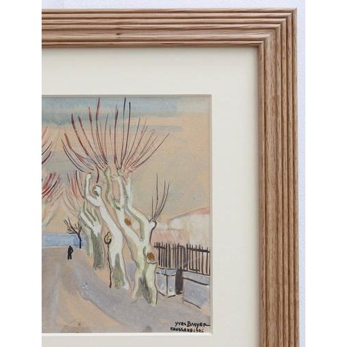 Yves Brayer, Row of Plane Trees In Winter, Maussane-les-Alpilles, 20th Century, Mixed Media on Paper, Framed For Sale - Image 3 of 17