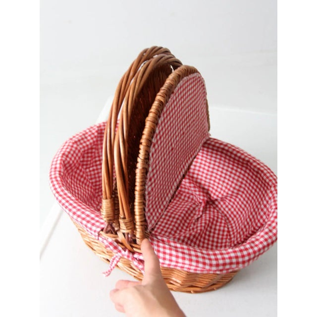 Vintage Wicker Picnic Basket For Sale - Image 9 of 12