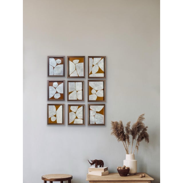 Contemporary 2026 Contemporary Set of Nine Abstract Paintings in Sienna on Cotton Paper by Artist r.k. Red For Sale - Image 3 of 13
