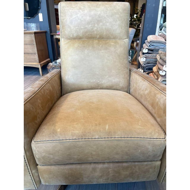2020s Lee Leather Swivel Recliner Chair-Made to Order For Sale - Image 5 of 9
