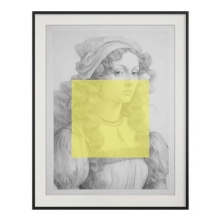 30' by 40' High End Framed Vintage 'Portrait of a Woman' Drawing in Romantic Style With Contemporary Accent / Sandro Botticelli For Sale