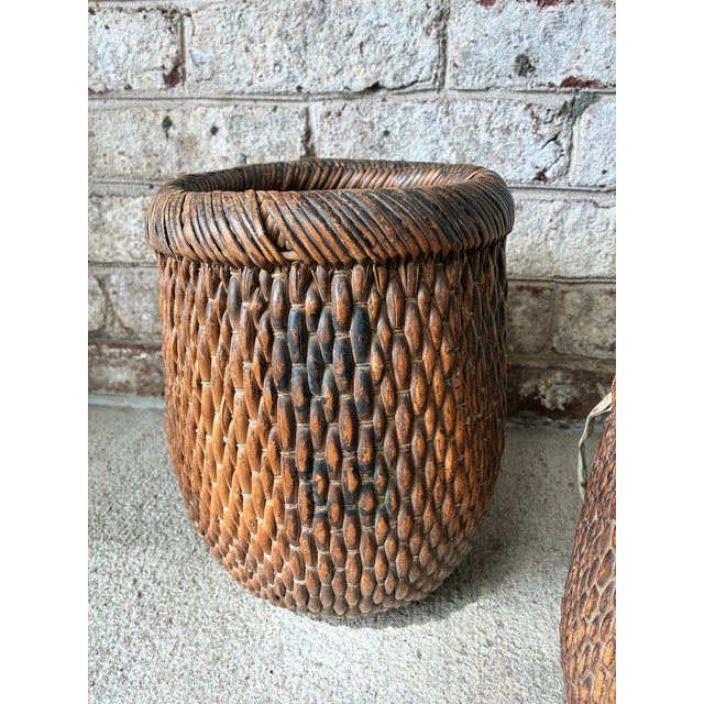 Pair of Vintage Woven Baskets For Sale - Image 14 of 16