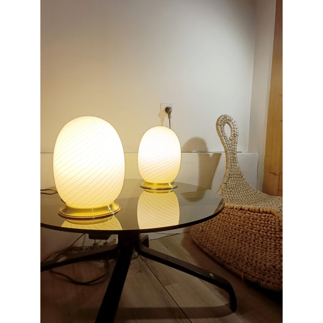 Murano Glass Egg Lamps, 1970s, Set of 2 For Sale - Image 6 of 8