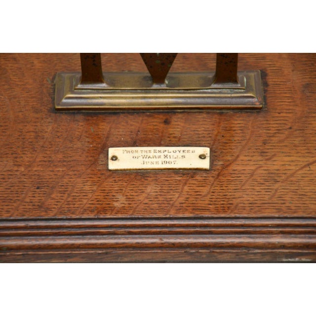 Brown Antique Edwardian Brass and Oak Dinner Gong, 1900s For Sale - Image 8 of 10