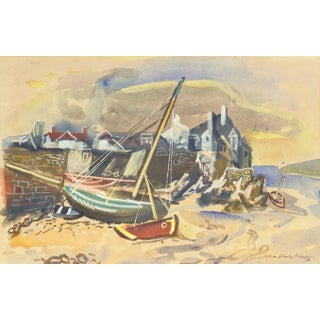 'The Harbor at Low Tide' by Gunter Schulz-Ihlefeldt, German Modernist Seascape For Sale